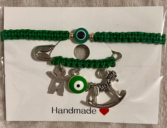 Pulsera de bebé y Broche de Protección 🧷 Verde 💚